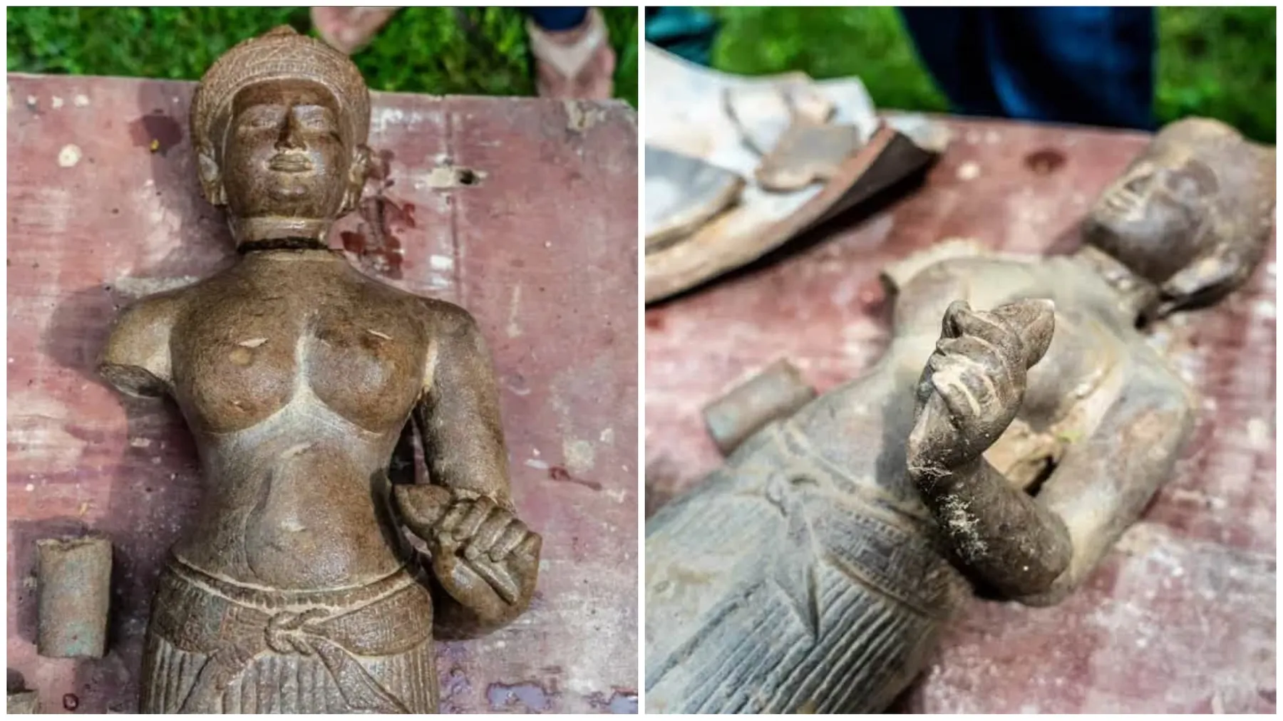ចម្លាក់បុរាណទេពធីតាកាន់ផ្កាឈូក ដែលទើបរកឃើញនៅសៀមរាប មានតម្លៃខ្លាំងចំពោះប្រវត្តិសាស្ត្រ​ខ្មែរ