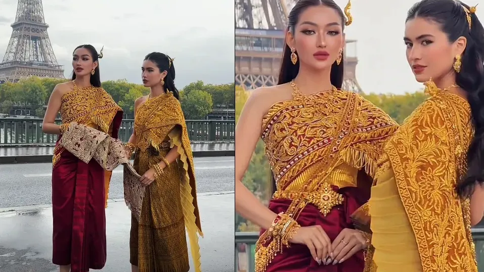 មុនឡើងឆាក Paris Fashion Week 2026 ពេជ្រ វត្តីសារ៉ាវឌ្ឍី និង មាលា ឆ្លៀតយកស្បៃខ្មែរនៅបង្ហាញនៅ Tour Eiffel សិន