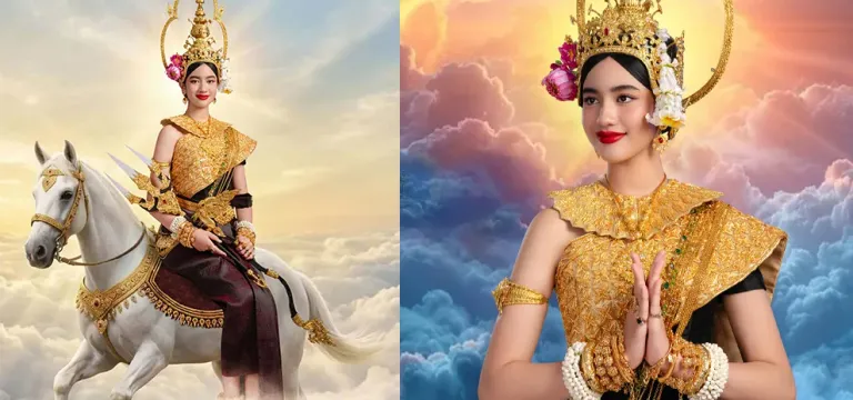 រូបភាពផ្លូវការរបស់អ្នកអង្គម្ចាស់​ក្សត្រិយ៍ នរោត្តម ចេណ្ណា ក្នុងឈុតទេព្ដាឆ្នាំថ្មី ឆ្នាំមមី « ព្រះនាង «រាក្យសាទេវី»