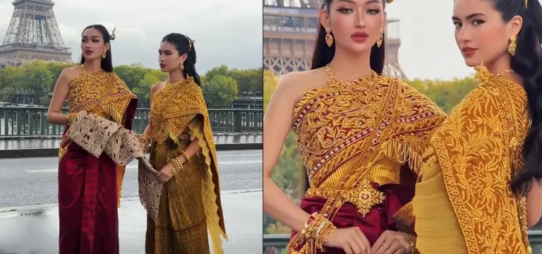 មុនឡើងឆាក Paris Fashion Week 2026 ពេជ្រ វត្តីសារ៉ាវឌ្ឍី និង មាលា ឆ្លៀតយកស្បៃខ្មែរនៅបង្ហាញនៅ Tour Eiffel សិន